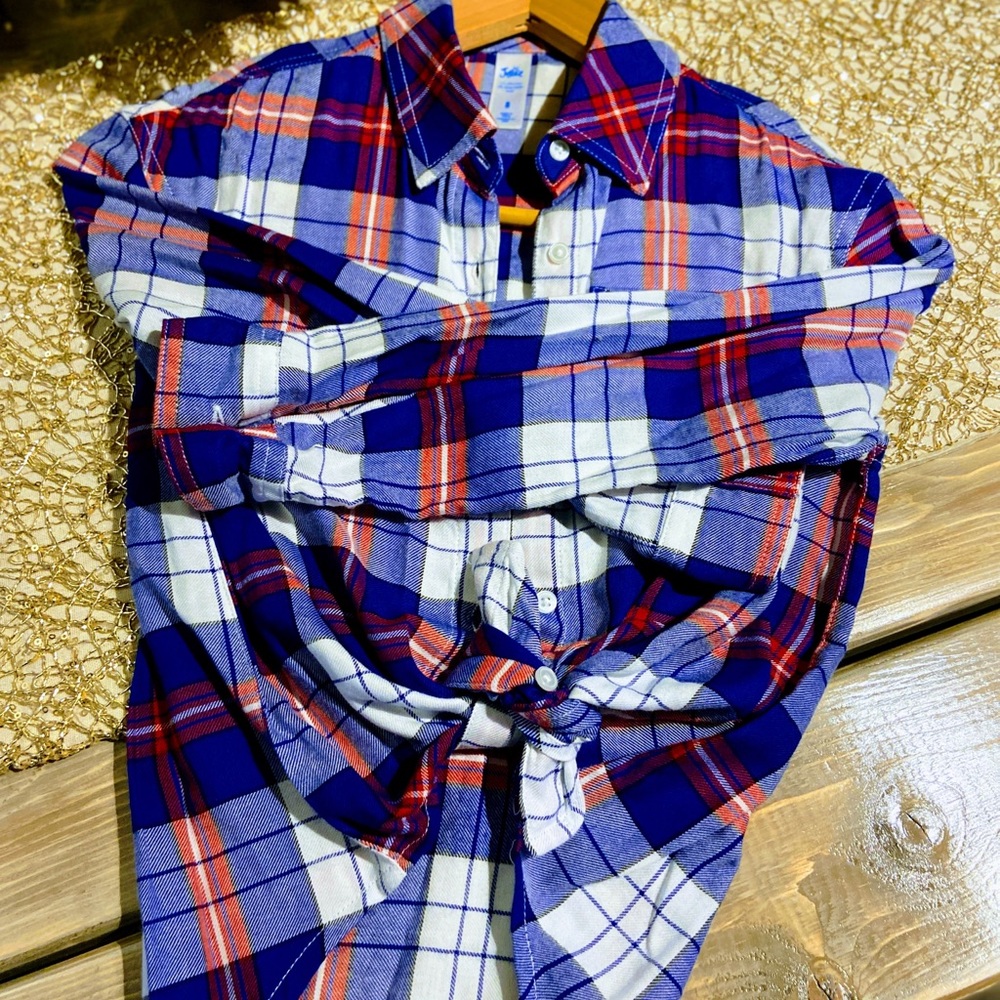 Girls Justice tie front flannel